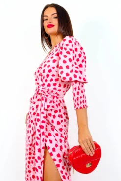 Glamorous Drive Em Wild - Pink Red Blotch Print Midi Wrap Dress 11 Glamorous Drive Em Wild - Pink Red Blotch Print Midi Wrap Dress -Glamoros Clothing Shop DriveEmWild PinkRedBlotchPrintMidiWrapDress4