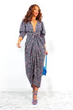 Glamorous Drive Em Wild - Black Blue Multi Abstract Midi Wrap Dress -Glamoros Clothing Shop Drive EmWild BlackBlueMultiAbstractMidiWrapDress 6