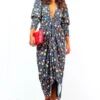 Glamorous Drive Em Wild - Black Multi Sticker Print Midi Wrap Dress