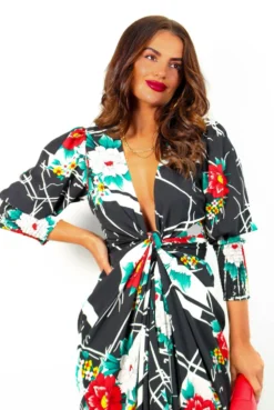 Glamorous Drive Em Wild - Black White Floral Abstract Print Midi Wrap Dress 17 Glamorous Drive Em Wild - Black White Floral Abstract Print Midi Wrap Dress -Glamoros Clothing Shop Drive EmWild BlackWhiteFloralAbstractPrintMidiWrapDress 1