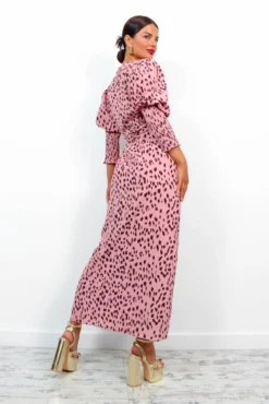Glamorous Drive Em Wild - Blush Printed Midi Wrap Dress -Glamoros Clothing Shop Drive EmWild BlushPrintedMidiWrapDress 3