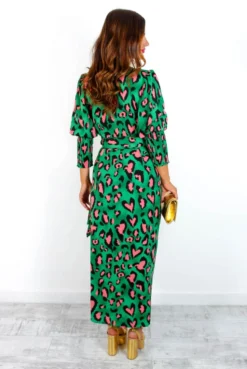 Glamorous Drive 'Em Wild - Forest Pink Leopard Midi Wrap Dress -Glamoros Clothing Shop Drive EmWild ForestPinkLeopardMidiWrapDress 3