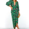 Glamorous Drive 'Em Wild - Forest Pink Leopard Midi Wrap Dress