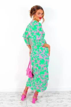Glamorous Drive 'Em Wild - Green Pink Leaf Print Midi Wrap Dress 17 Glamorous Drive 'Em Wild - Green Pink Leaf Print Midi Wrap Dress -Glamoros Clothing Shop Drive EmWild GreenPinkLeafPrintMidiWrapDress 1