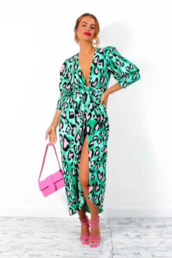 Glamorous Drive Em Wild - Green Pink Leopard Print Midi Wrap Dress 11 Glamorous Drive Em Wild - Green Pink Leopard Print Midi Wrap Dress -Glamoros Clothing Shop Drive EmWild GreenPinkLeopardPrintMidiWrapDress 2
