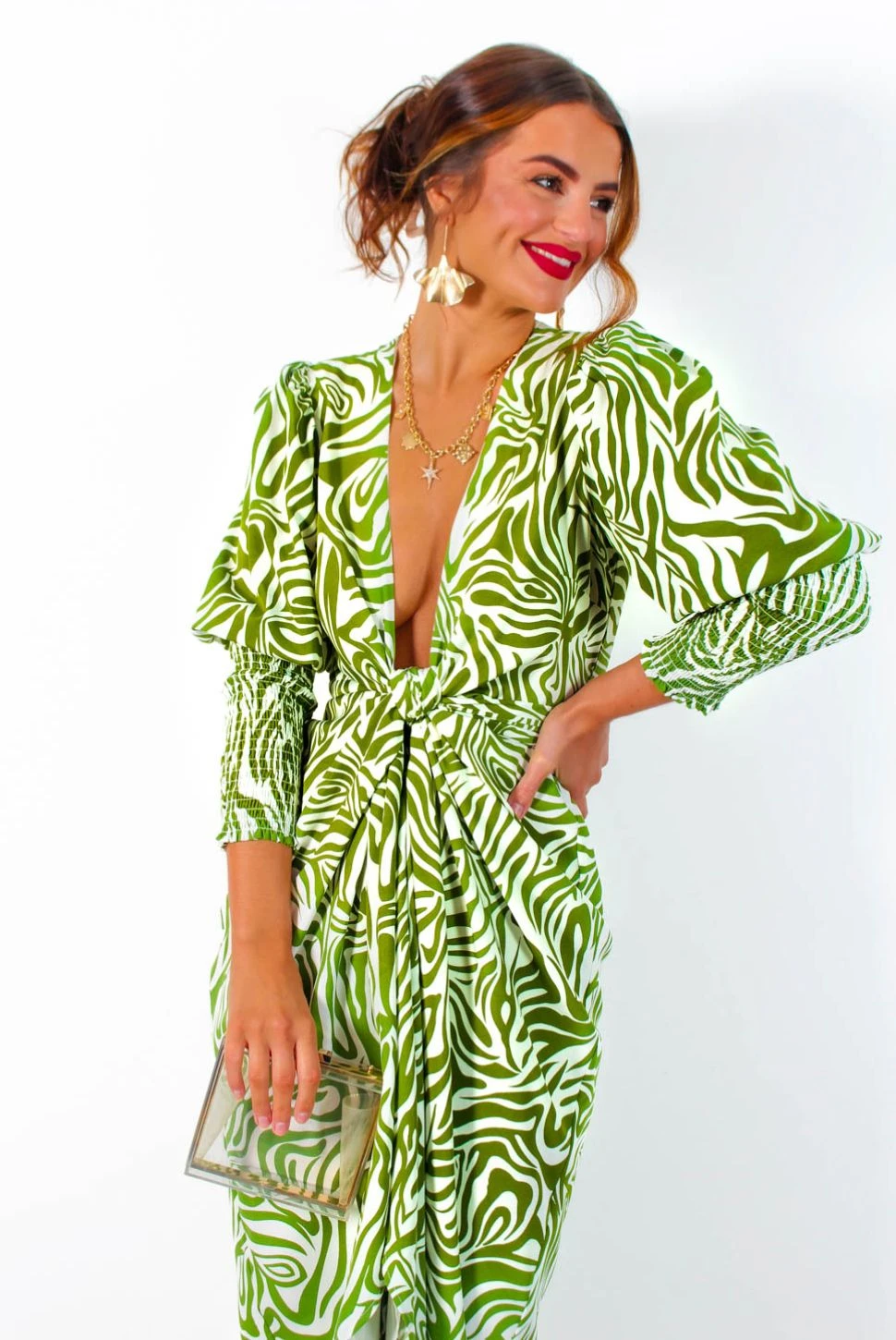 Glamorous Drive 'Em Wild - Olive Green White Zebra Print Midi Wrap Dress 6 Glamorous Drive 'Em Wild - Olive Green White Zebra Print Midi Wrap Dress - Image 6