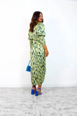 Glamorous Drive Em Wild - Olive Navy Printed Midi Wrap Dress -Glamoros Clothing Shop Drive EmWild OliveNavyPrintedMidiWrapDress4