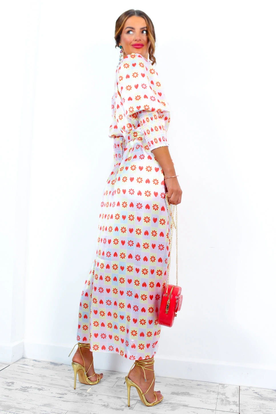 Glamorous Drive Em Wild - Pastel Pink Yellow Tile Print Midi Wrap Dress 9 Glamorous Drive Em Wild - Pastel Pink Yellow Tile Print Midi Wrap Dress - Image 9