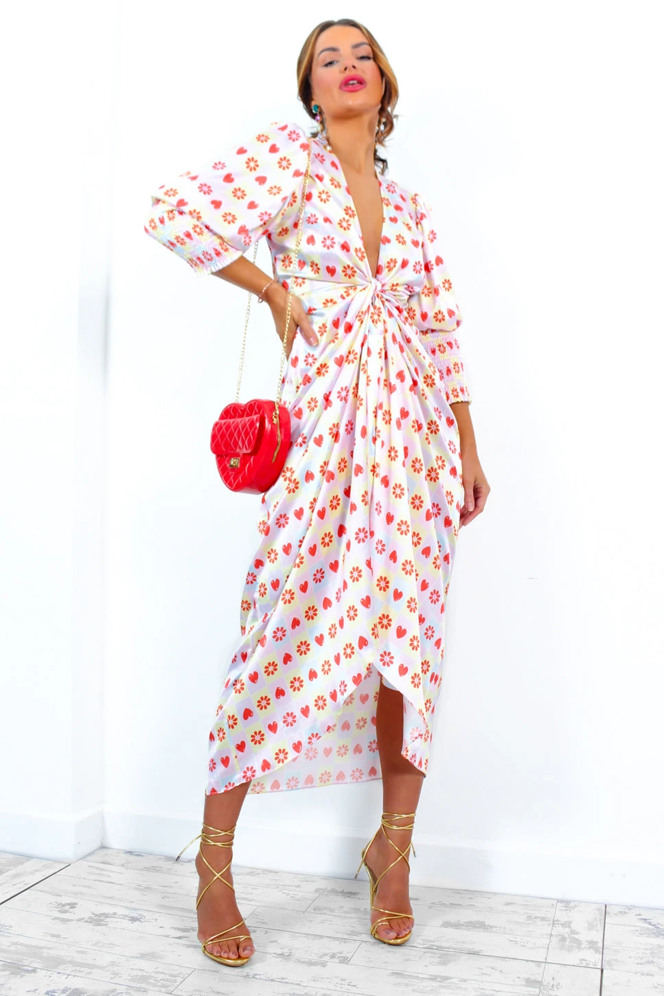 Glamorous Drive Em Wild - Pastel Pink Yellow Tile Print Midi Wrap Dress 8 Glamorous Drive Em Wild - Pastel Pink Yellow Tile Print Midi Wrap Dress - Image 8