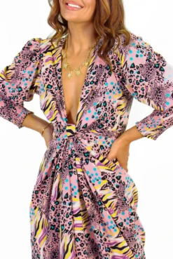 Glamorous Drive Em Wild - Pink Multi Animal Print Midi Wrap Dress 11 Glamorous Drive Em Wild - Pink Multi Animal Print Midi Wrap Dress -Glamoros Clothing Shop Drive EmWild PinkMultiAnimalPrintMidiWrapDress 1