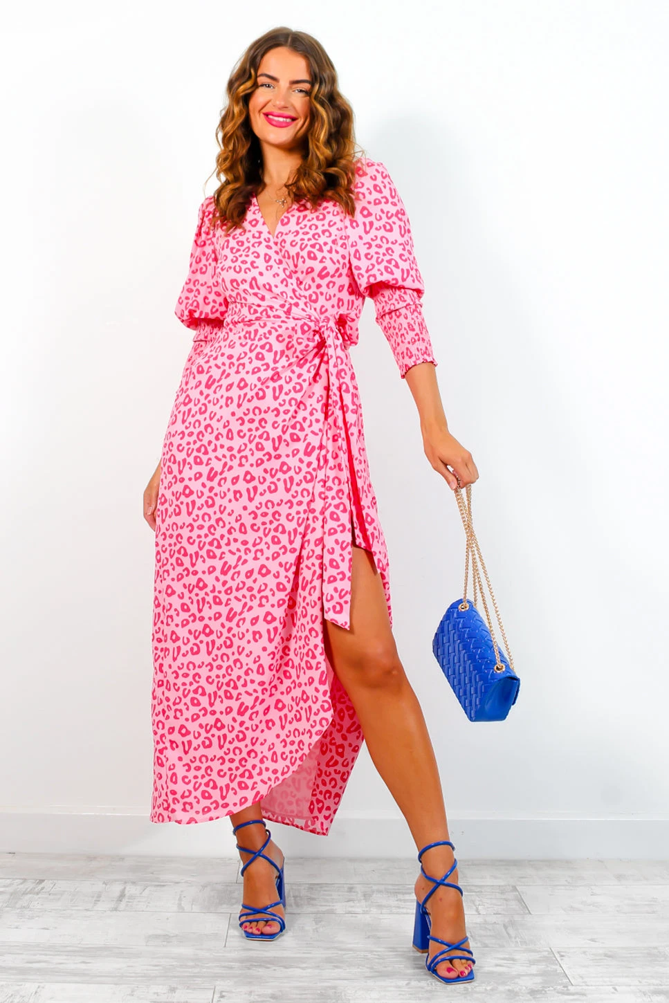 Glamorous Drive 'Em Wild - Pink Tonal Leopard Midi Wrap Dress 2 Glamorous Drive 'Em Wild - Pink Tonal Leopard Midi Wrap Dress - Image 2