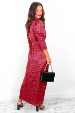 Glamorous Drive Em Wild - Red Leopard Print Midi Wrap Dress -Glamoros Clothing Shop Drive EmWild RedLeopardPrintMidiWrapDress 3