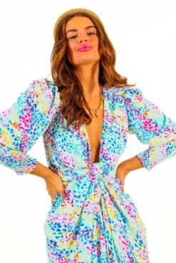 Glamorous Drive Em Wild - White Blue Multi Leopard Print Midi Wrap Dress -Glamoros Clothing Shop Drive EmWild WhiteBlueMultiLeopardPrintMidiWrapDress 6