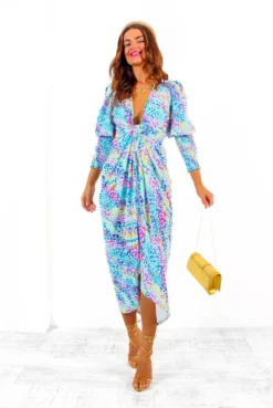 Glamorous Drive Em Wild - White Blue Multi Leopard Print Midi Wrap Dress -Glamoros Clothing Shop Drive EmWild WhiteBlueMultiLeopardPrintMidiWrapDress 7