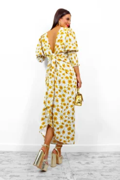 Glamorous Drive Em Wild - White Multi Floral Midi Wrap Dress -Glamoros Clothing Shop Drive EmWild WhiteMultiFloralMidiWrapDress 8
