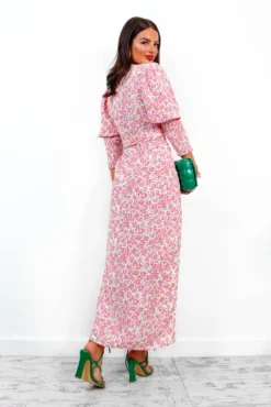 Glamorous Drive Em Wild - White Pink Ditsy Midi Wrap Dress -Glamoros Clothing Shop Drive EmWild WhitePinkDitsyMidiWrapDress 6