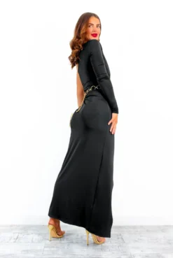 Elegance Is Key - Black One Shoulder Midi Dress -Glamoros Clothing Shop EleganceIsKey BlackOneShoulderMidiDress 3