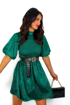 Embrace You - Emerald Leopard Print Mini Dress -Glamoros Clothing Shop EmbraceYou EmeraldLeopardPrintMiniDress4