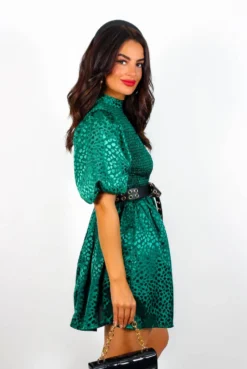 Embrace You - Emerald Leopard Print Mini Dress -Glamoros Clothing Shop EmbraceYou EmeraldLeopardPrintMiniDress5