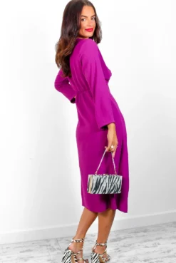 Eternal Beauty - Magenta Ruched Midi Dress -Glamoros Clothing Shop EternalBeauty MagentaRuchedMidiDress 2