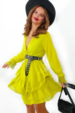 Fall From Lace - Lime Chiffon Frill Mini Dress 9 Fall From Lace - Lime Chiffon Frill Mini Dress -Glamoros Clothing Shop FallFromLace LimeChiffonFrillMiniDress 4