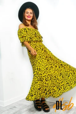 Fall In Love - Yellow Animal Print Maxi Dress 9 Fall In Love - Yellow Animal Print Maxi Dress -Glamoros Clothing Shop FallInLove YellowPrintMidiDress 3