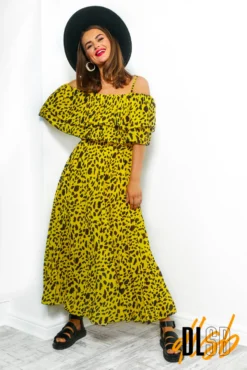 Fall In Love - Yellow Animal Print Maxi Dress
