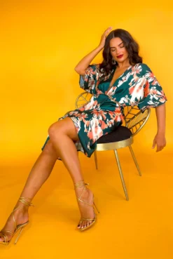 Finders Keepers - Forest Orange Floral Midi Dress