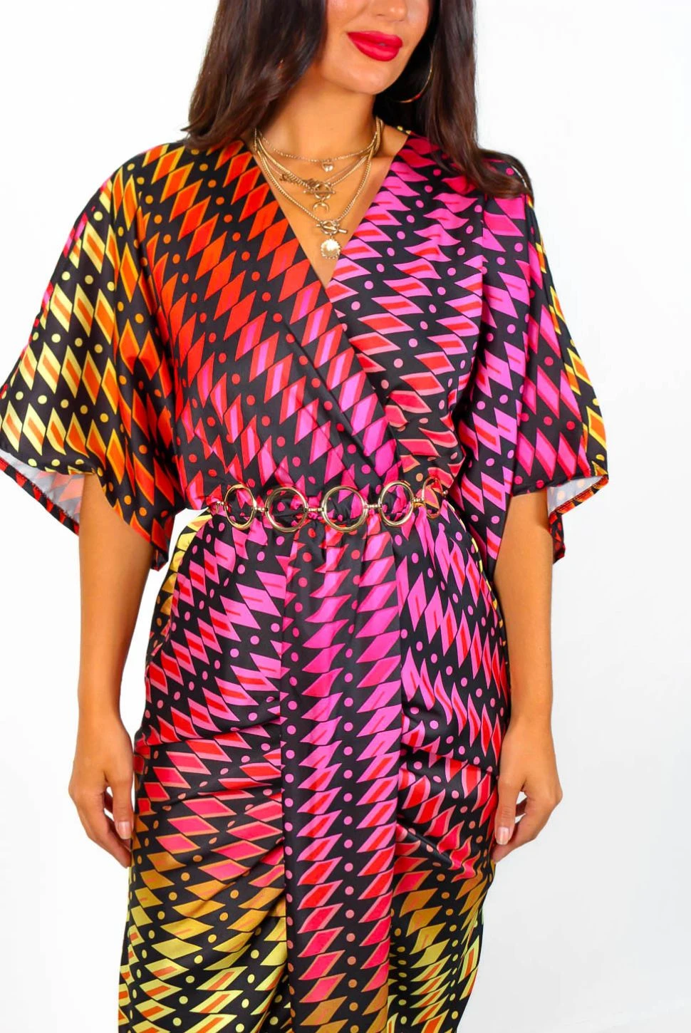 Finders Keepers - Black Multi Aztec Print Midi Dress 4 Finders Keepers - Black Multi Aztec Print Midi Dress - Image 4