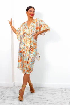 Finders Keepers - Blue Orange Printed Midi Dress -Glamoros Clothing Shop FindersKeepers BlueOrangePrintedMidiDress5