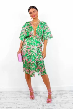 Finders Keepers - Green Pink Printed Midi Dress -Glamoros Clothing Shop FindersKeepers GreenPinkPrintedMidiDress 2