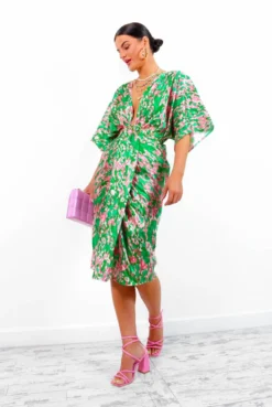 Finders Keepers - Green Pink Printed Midi Dress -Glamoros Clothing Shop FindersKeepers GreenPinkPrintedMidiDress 3