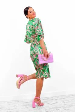 Finders Keepers - Green Pink Printed Midi Dress -Glamoros Clothing Shop FindersKeepers GreenPinkPrintedMidiDress 4