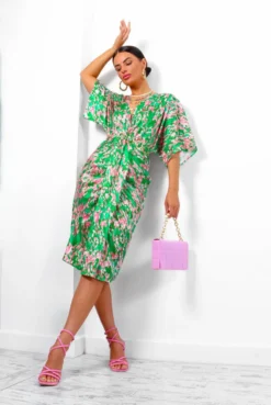 Finders Keepers - Green Pink Printed Midi Dress -Glamoros Clothing Shop FindersKeepers GreenPinkPrintedMidiDress 6
