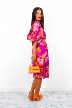Finders Keepers - Magenta Orange Floral Midi Dress -Glamoros Clothing Shop FindersKeepers MagentaOrangeFloralMidiDress 6