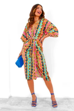 Finders Keepers - Multi Abstract Wave Print Midi Dress -Glamoros Clothing Shop FindersKeepers MultiAbstractWavePrintMidiDress 6