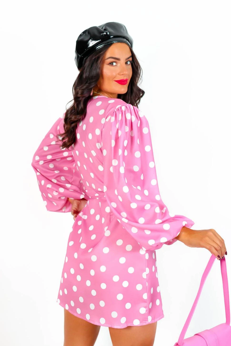 Glamorous First Love - Pink White Polka Dot Mini Wrap Dress 7 Glamorous First Love - Pink White Polka Dot Mini Wrap Dress - Image 7