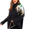 Flame Attraction - Black Green Sequin Knitted Jumper Dress