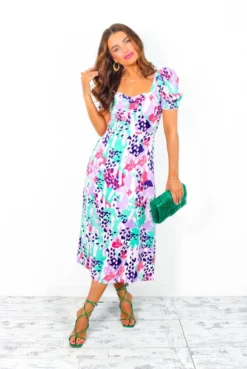 Floral Frenzy - Lilac Animal Print Midi Dress 10 Floral Frenzy - Lilac Animal Print Midi Dress -Glamoros Clothing Shop FloralFrenzy LilacAnimalPrintMidiDress 2