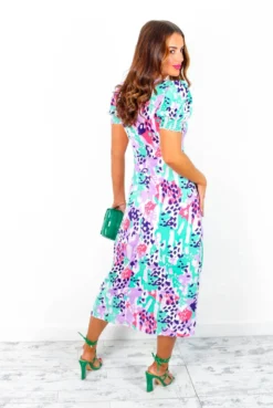 Floral Frenzy - Lilac Animal Print Midi Dress 11 Floral Frenzy - Lilac Animal Print Midi Dress -Glamoros Clothing Shop FloralFrenzy LilacAnimalPrintMidiDress 3