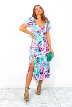 Floral Frenzy - Lilac Animal Print Midi Dress 8 Floral Frenzy - Lilac Animal Print Midi Dress -Glamoros Clothing Shop FloralFrenzy LilacAnimalPrintMidiDress 7