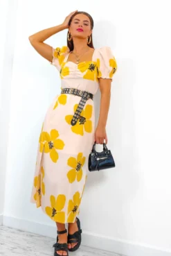 Floral Frenzy - Mustard Floral Midi Dress 10 Floral Frenzy - Mustard Floral Midi Dress -Glamoros Clothing Shop FloralFrenzy MustardFloralMidiDress5