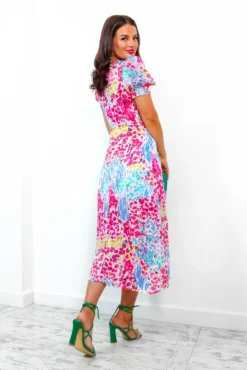Floral Frenzy - Pink Multi Floral Midi Dress -Glamoros Clothing Shop FloralFrenzy PinkMultiFloralMidiDress 5