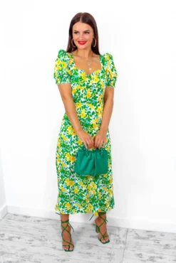 Floral Frenzy - Yellow Multi Floral Midi Dress 11 Floral Frenzy - Yellow Multi Floral Midi Dress -Glamoros Clothing Shop FloralFrenzy YellowMultiFloralMidiDress 3