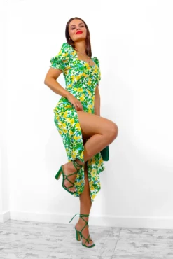 Floral Frenzy - Yellow Multi Floral Midi Dress 14 Floral Frenzy - Yellow Multi Floral Midi Dress -Glamoros Clothing Shop FloralFrenzy YellowMultiFloralMidiDress 6