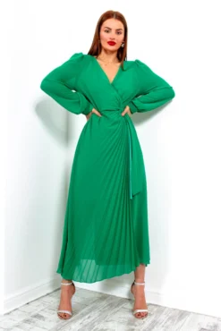 For The Fame - Green Pleated Midi Wrap Dress 9 For The Fame - Green Pleated Midi Wrap Dress -Glamoros Clothing Shop ForTheFame GreenPleatedMidiWrapDress5