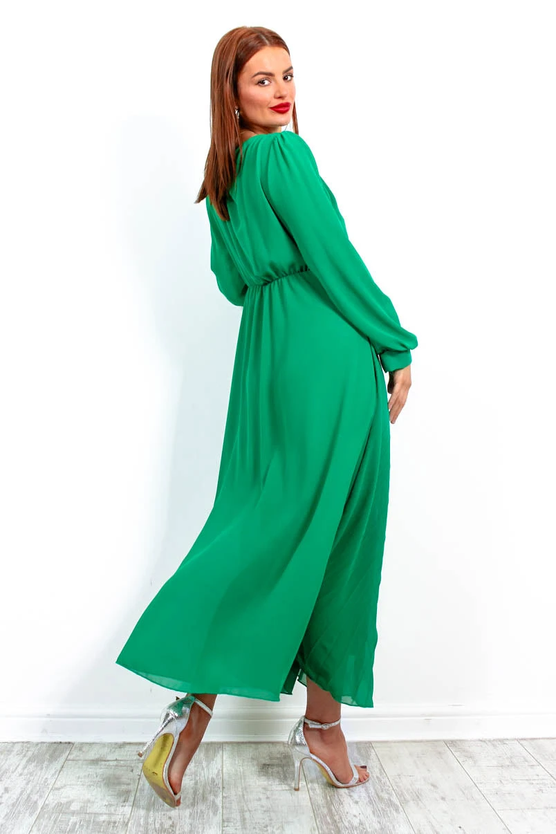 For The Fame - Green Pleated Midi Wrap Dress 5 For The Fame - Green Pleated Midi Wrap Dress - Image 5