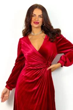 For The Fame - Wine Velvet Midi Wrap Dress -Glamoros Clothing Shop ForTheFame WineVelvetMidiWrapDress 7