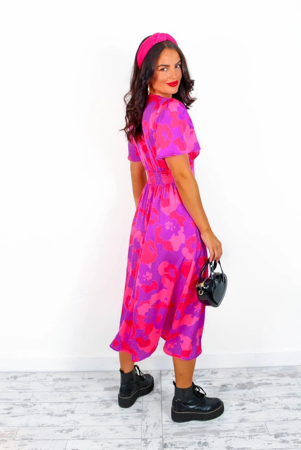 Forget Me Not - Pink Purple Floral Midi Dress 7 Forget Me Not - Pink Purple Floral Midi Dress - Image 7