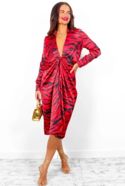 AX Paris Forget The Rules - Red Black Animal Print Satin Midi Dress -Glamoros Clothing Shop ForgetTheRules RedBlackAnimalPrintSatinMidiDress 6